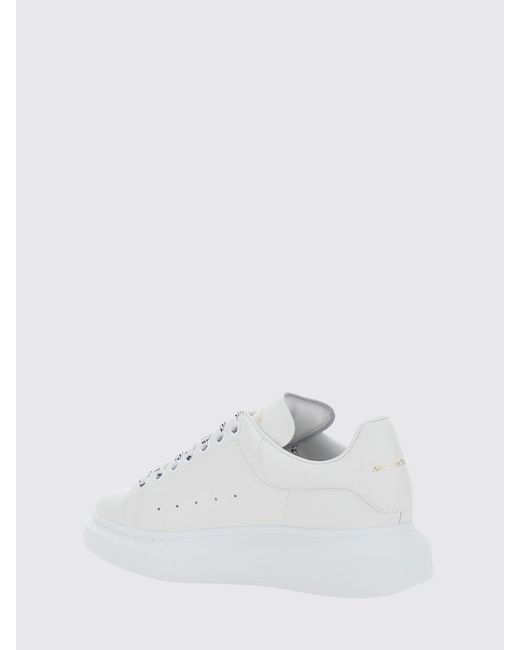 McQueen White Oversize Calf Leather Sneakers With Contrasting Heel And Laminated Logo