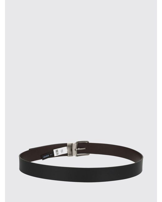 HUGO White Reversible Grained And Smooth Leather Belt With Engraved Logo for men