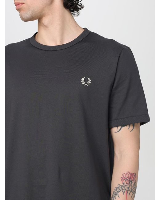 Fred Perry Gray Classic Cotton Crew Neck Tee for men