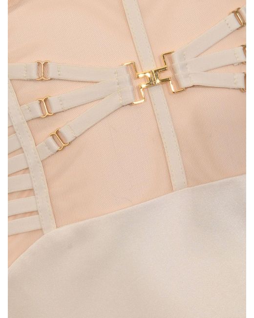 Elisabetta Franchi Natural Corset Satin Dress