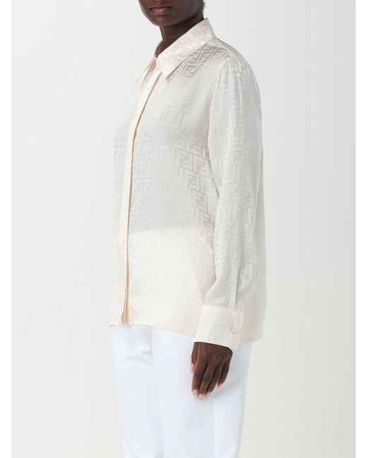 Camisa De Seda Estampada Fendi de color White