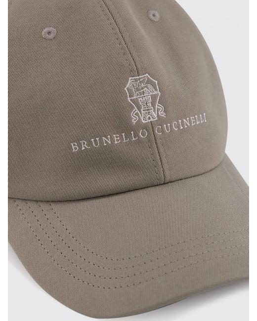 Brunello Cucinelli Gray Cotton Gabardine Hat With Logo for men