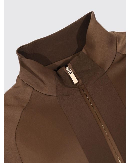 Twinset Brown Cropped Polyester Bomber Jacket With Balloon Sleeves