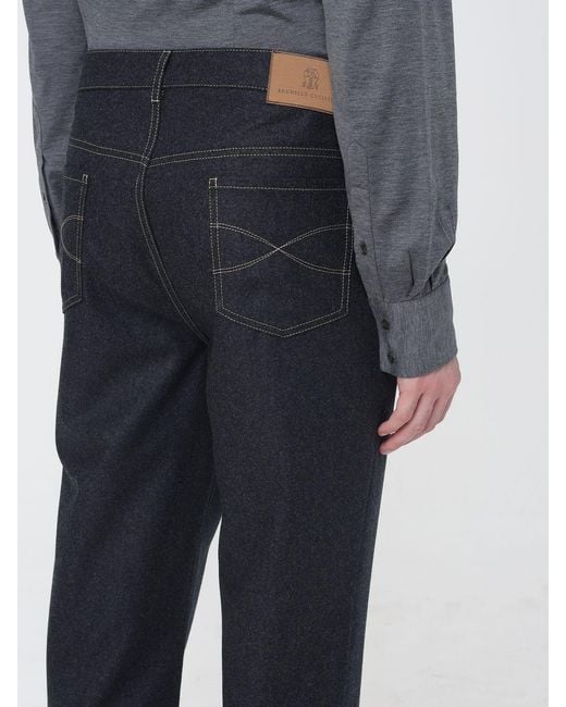 Brunello Cucinelli Blue Five-Pocket Straight-Leg Trousers Crafted for men