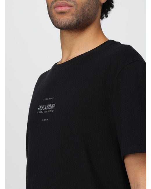 T-shirt in lino con logo di Zadig & Voltaire in Black da Uomo