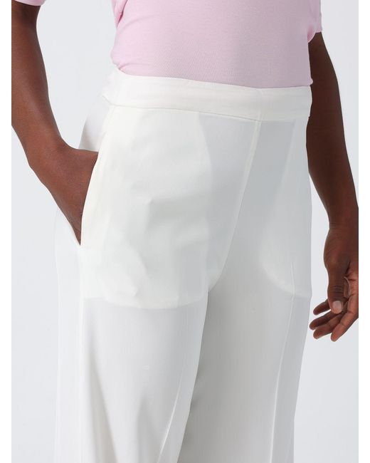 Hanita White Stretch Jersey Palazzo Trousers