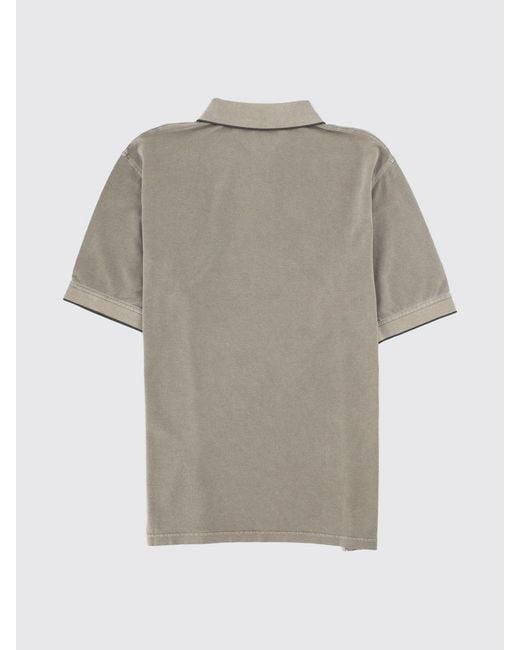 Herno Gray Slim Fit Short-Sleeve Cotton Polo Shirt With Ribbed Collar for men