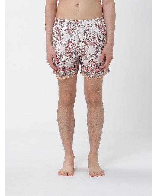 Etro Pink Polyester Swimsuit With Paisley Print for men