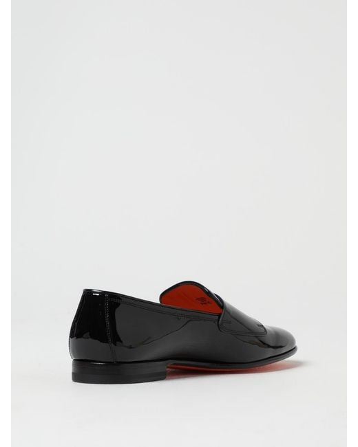 Santoni Black Patent Leather Monk Strap Shoes for men