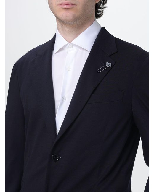 Lardini Blue Single-Breasted Wool Dress for men