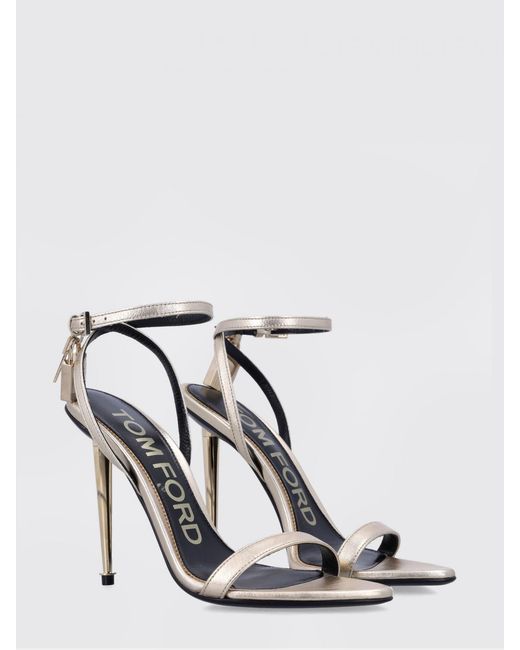 Tom Ford White Padlock Laminated Leather Sandals