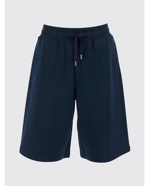 Dolce & Gabbana Blue Dolce &Amp Gabbana Cotton Jogging Shorts With Drawstring And Embroidered Logo for men