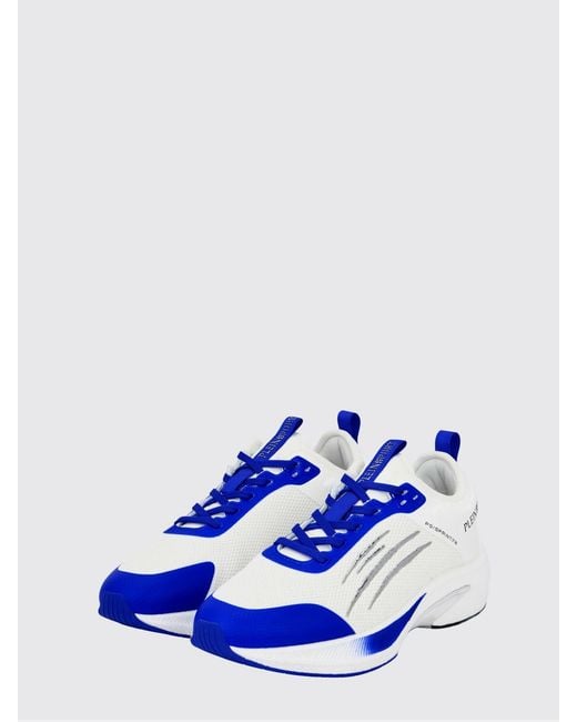 Philipp Plein Blue Ps/Sprint-78 Two-Tone Mesh Trainers With Printed Logo for men