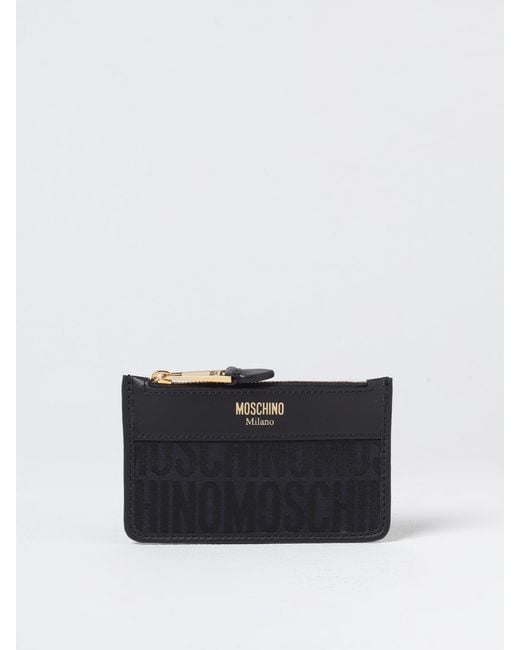 Moschino Couture White Leather And Nylon Credit Card Holder