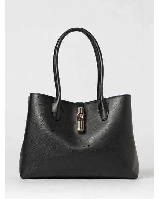 Furla Black Goccia Grained Leather Bag