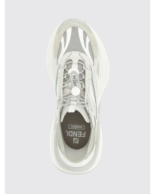 Fendi White F-Light Leather And Nylon Sneakers