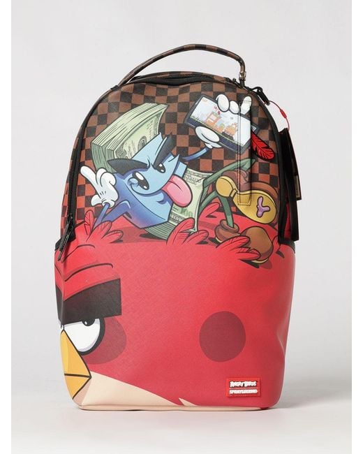 Sprayground Red Money Boy Chillin Graphic Print Backpack With Laptop Pocket for men