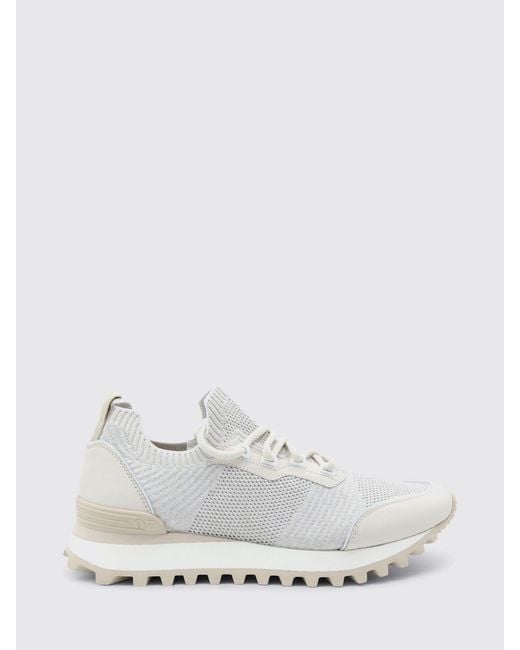 Eleventy White Crochet Technical Fabric And Leather Sneakers for men