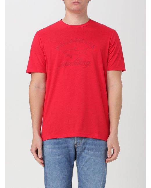 T-shirt in cotone di Paul & Shark in Red da Uomo