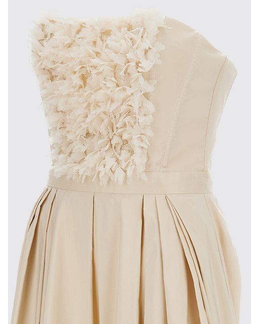 Elisabetta Franchi Natural Taffeta Midi Dress