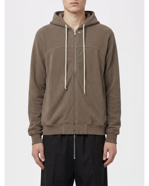 Rick Owens Brown Cotton Zip-Up Hoodie for men