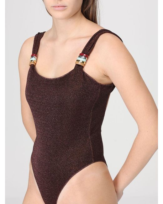 Oseree Brown Lurex Swimsuit