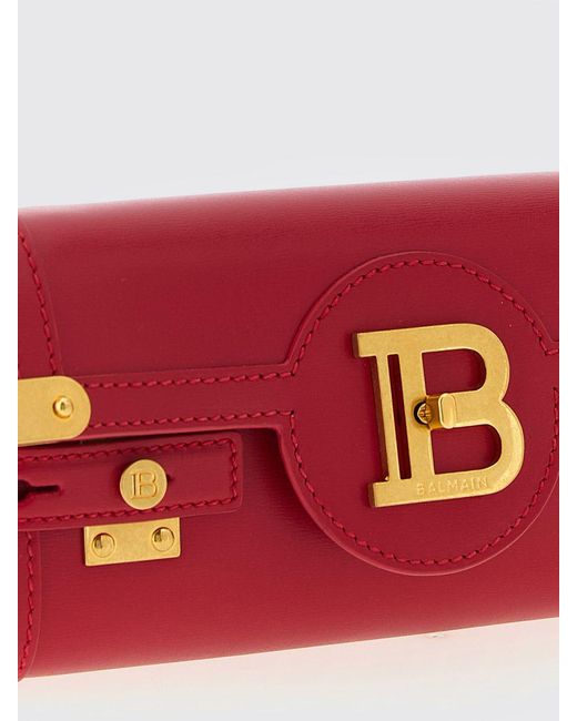 Balmain Red B-Buzz 23 Leather Clutch