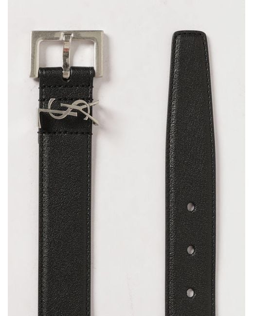 Saint Laurent Black Ysl Lambskin Leather Belt for men