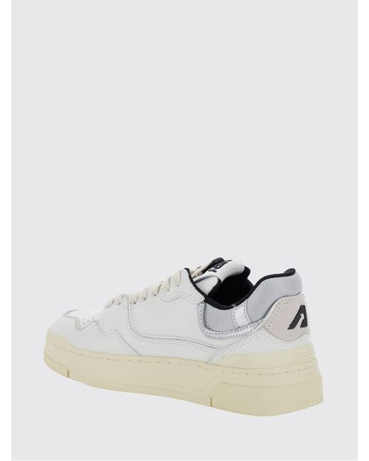 Autry White Clc Low Leather And Mesh Sneakers With Perforated Toe