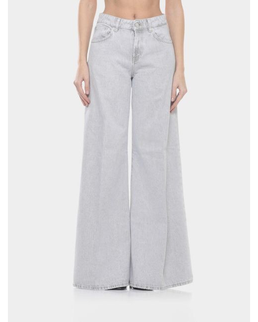 Dondup Gray Flare Cotton Denim Jeans