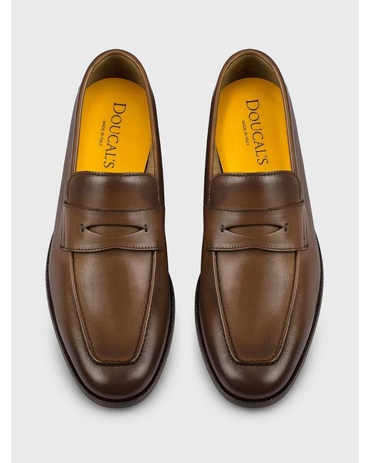 Doucal's Brown Leather Loafers for men