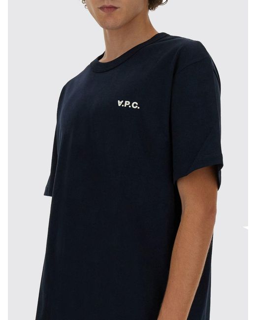 A.P.C. Black Cotton T-Shirt With Logo for men