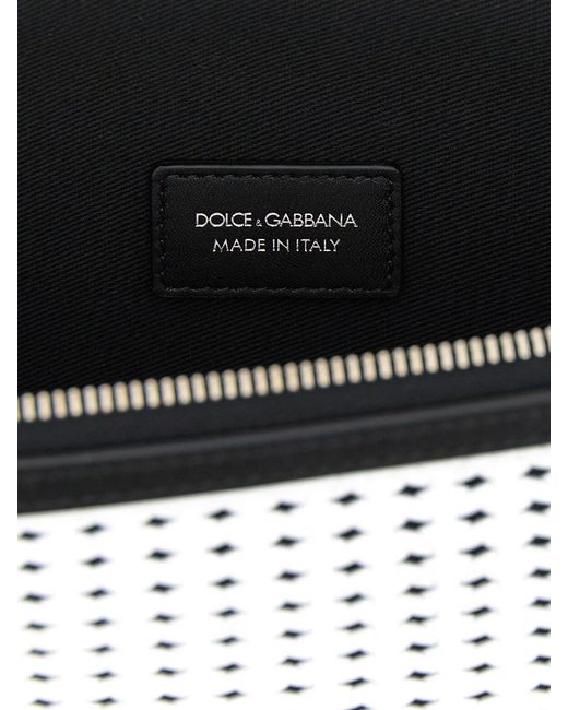 Dolce & Gabbana White Dolce &Amp Gabbana Atene Plongé Calfskin Pouch for men