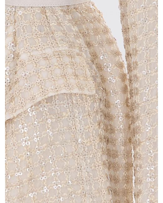 Brunello Cucinelli Natural Silk Organza Blazer With Embroidered Sequins