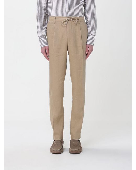 Manuel Ritz Natural Linen Slim Fit Trousers With Drawstring for men