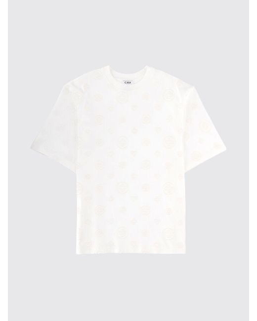 Casablanca White Monogram Print Organic Cotton Crewneck T-Shirt for men