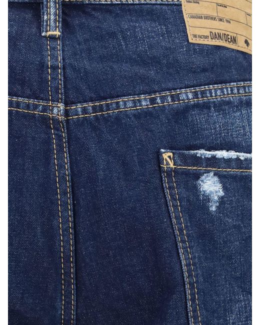 DSquared² Blue Mid-Rise Skinny Fit Stretch Denim Jeans With Button Closure for men