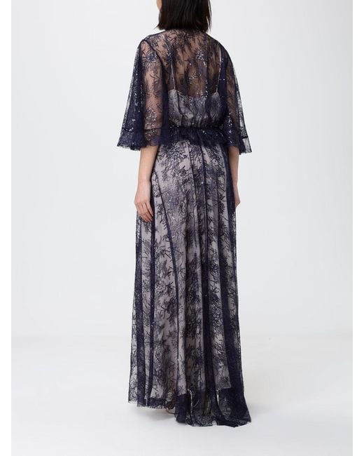 Alberta Ferretti Blue Long Lace Dress