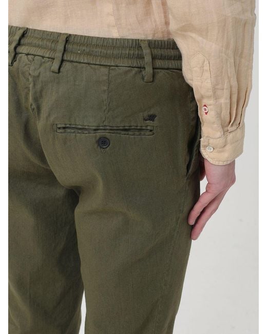 Mason's Green Linen And Cotton Blend Drawstring Trousers for men