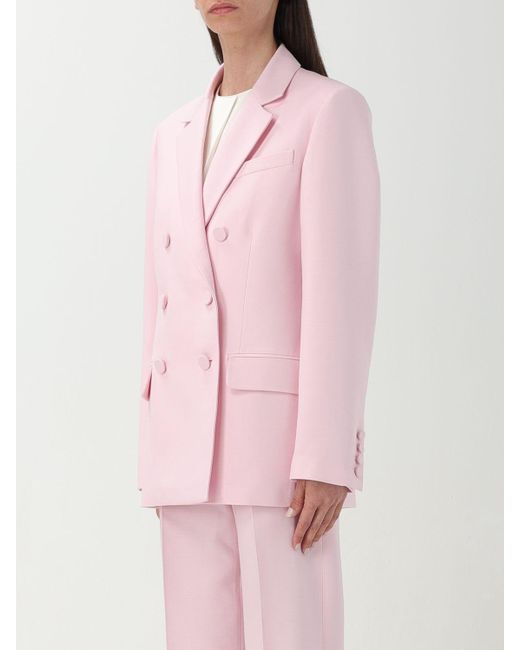 Blazer doppiopetto in Crêpe Couture di Valentino in Pink