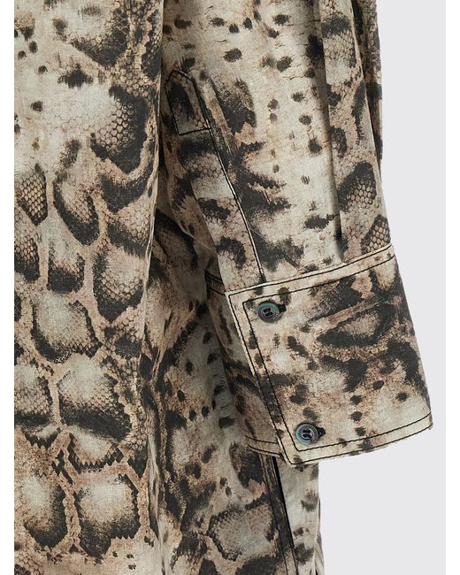 Pinko Natural Cotton Chemisier Dress With Snake Print