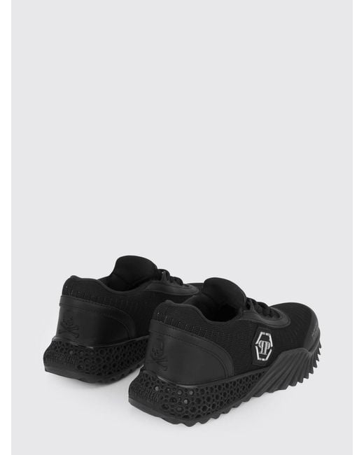 Philipp Plein Black Hexagon Runner Low-Top Sneakers for men