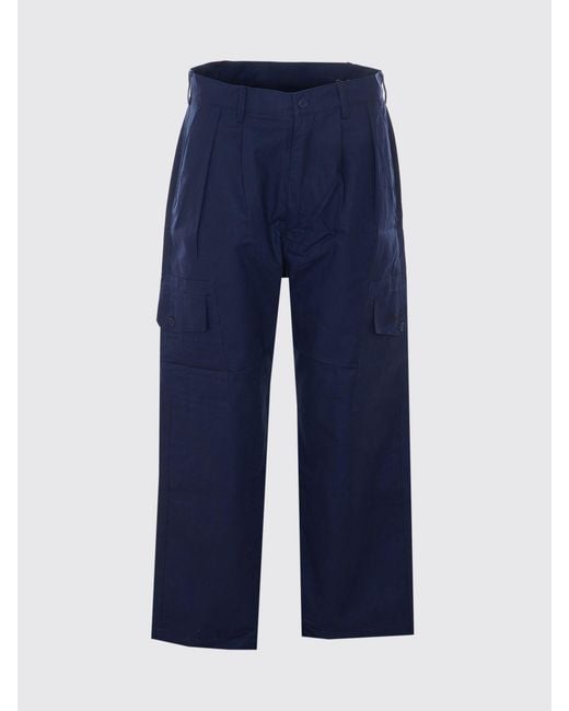 FAMILY FIRST Blue Cotton Cargo Trousers for men