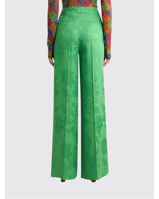 Etro Green Baroque Viscose Blend Trousers