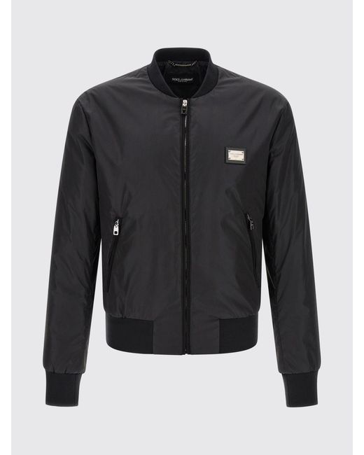 Dolce & Gabbana Gray Dolce &Amp Gabbana Technical Nylon Bomber Jacket With Metal Logo And Zip Closure for men