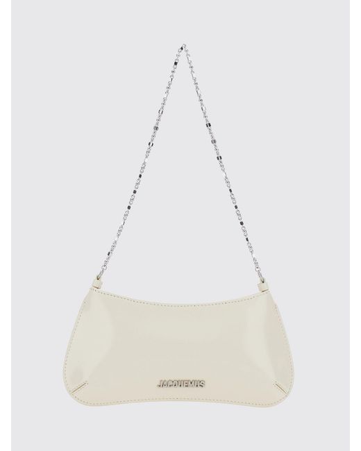 Jacquemus White Le Petit Bisou Patent Leather Shoulder Bag With Chain Handle