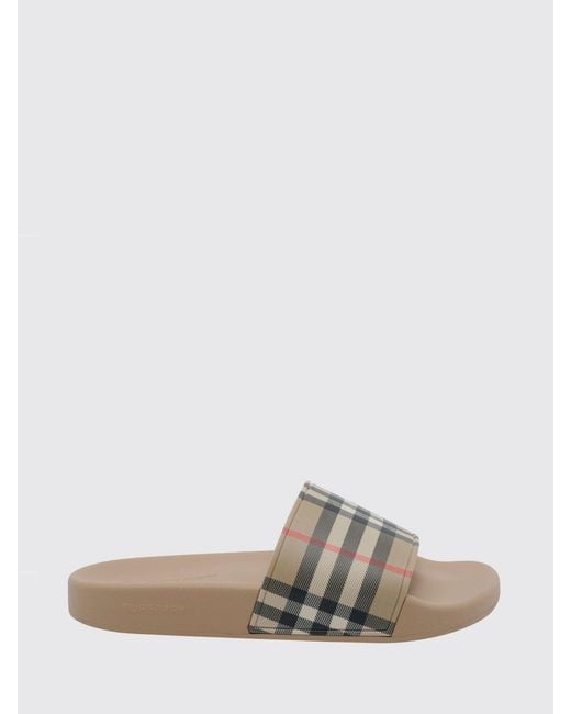 Burberry White Vintage Check Print Rubber Sliders