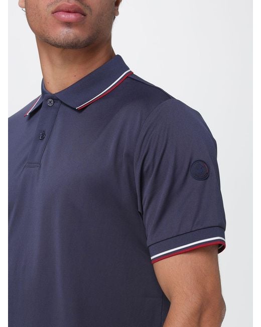 Save The Duck Blue Short-Sleeved Jersey Polo Shirt With Contrast Logo for men