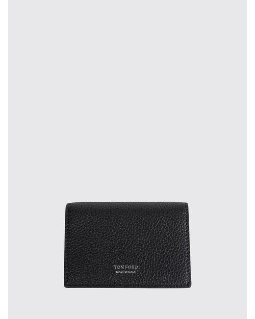 Tom Ford White Calf Leather Card Holder With Flap And Snap Button Closure for men