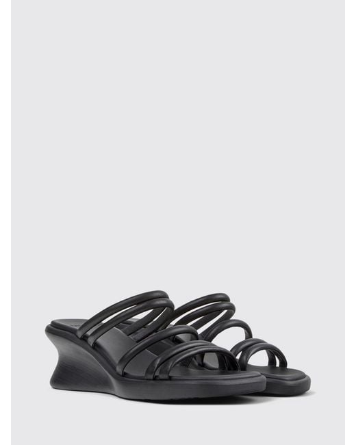 Camper White Louise Leather Wedge Sandals